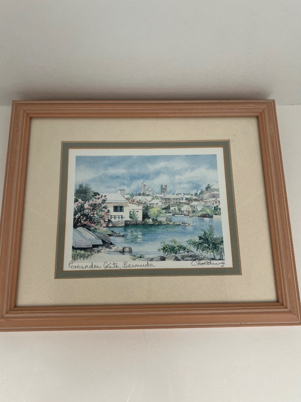Vintage C. Holding Signed Pomander Gate Bermuda Landscape Framed Art Print